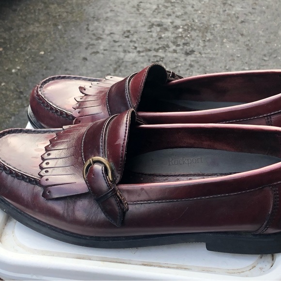 Rockport Vibram Penny Loafers Men’s Burgundy Leather Slip On Dress Shoes Sz 8M - Picture 4 of 14